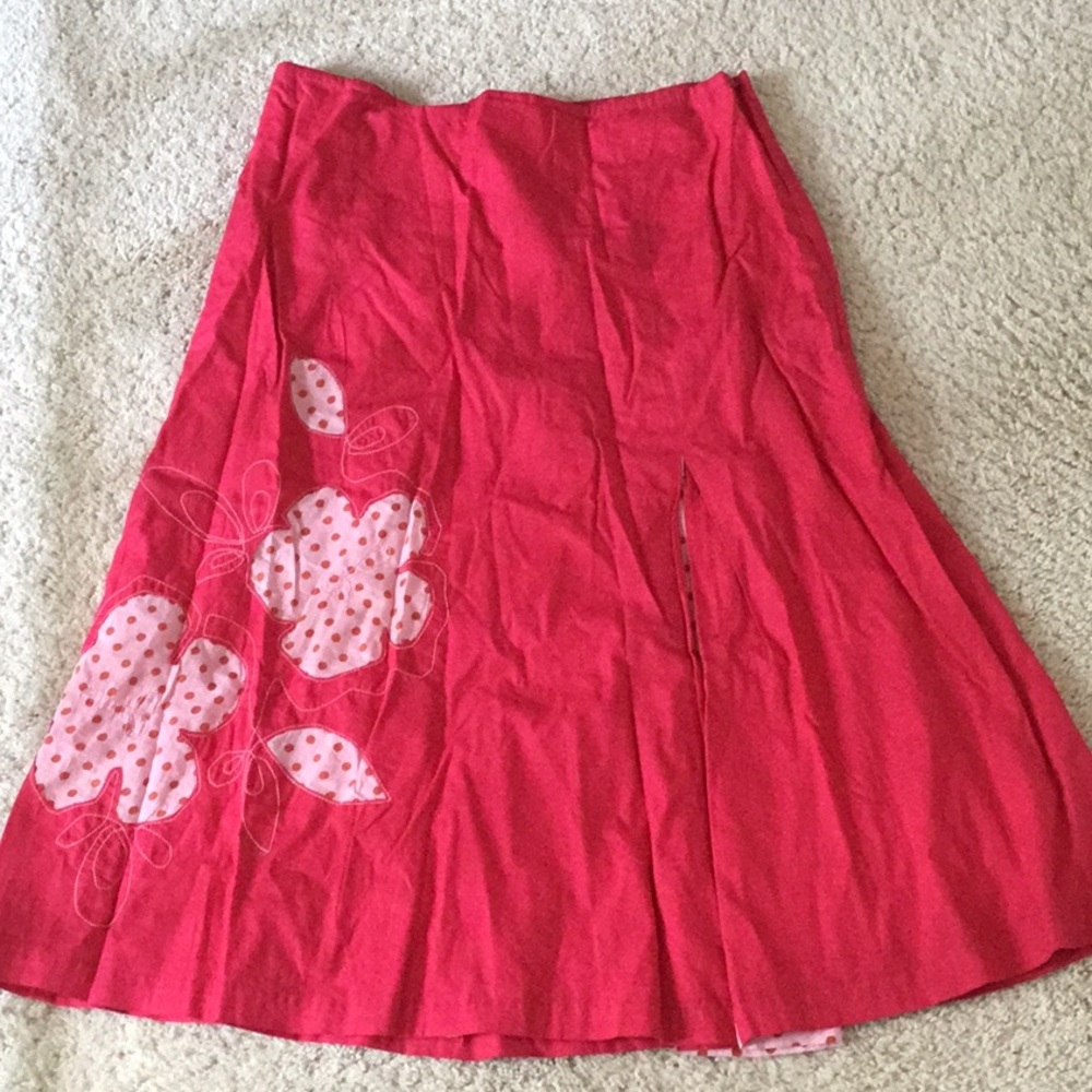 Oilily Pink Pleated A-Line Midi Skirt
